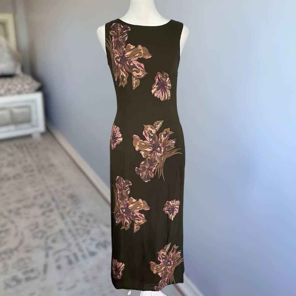 Vintage 90s Sleevless High Neck Maxi Dress Petite Sophisticate